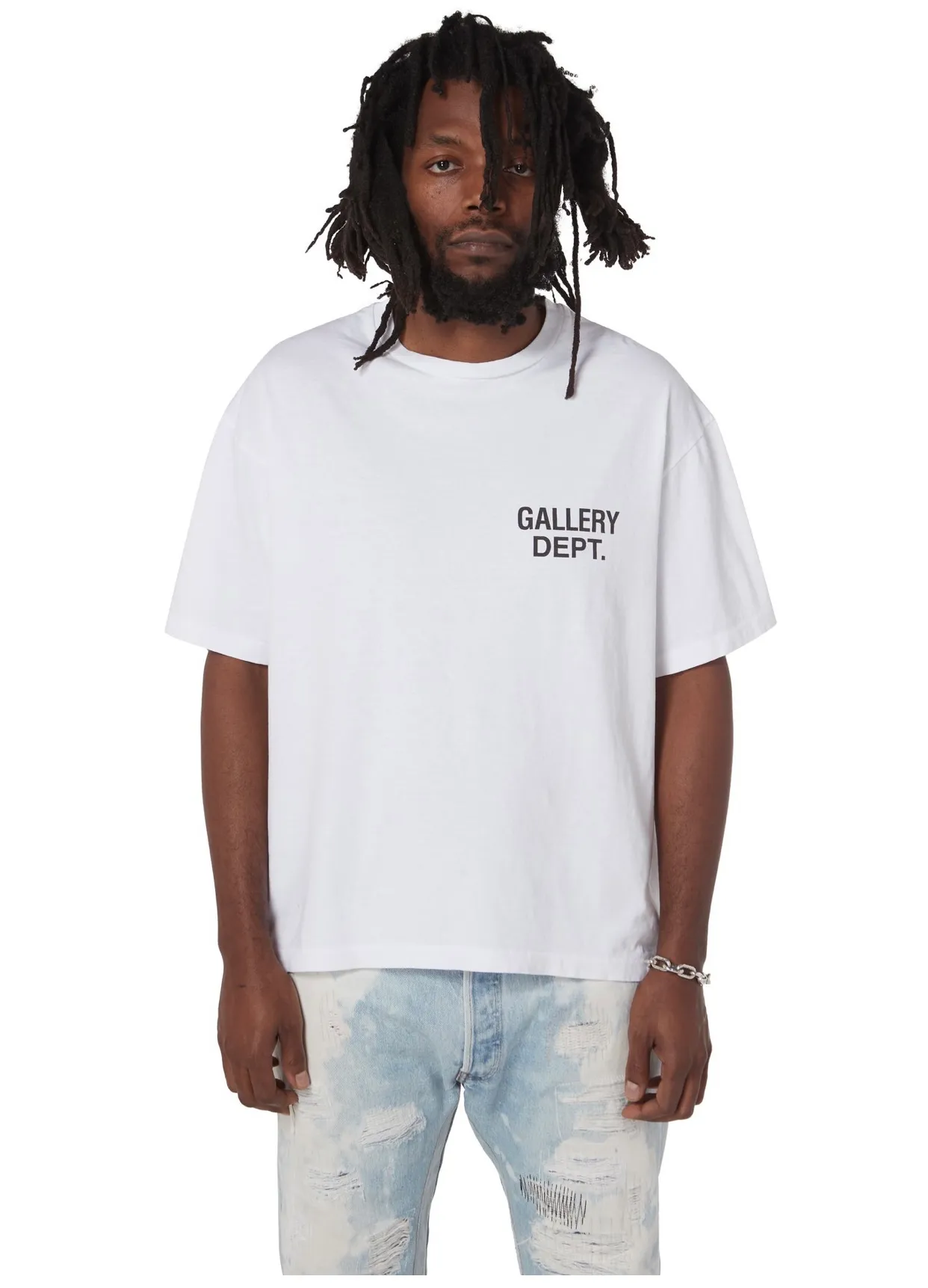 GALLERY DEPT. SOUVENIR TEE English LOGO commemorative basic short-sleeved white S-XL original consistent cotton and linen cylindrical fabric high poundage 230g fabric accessories matching correct version